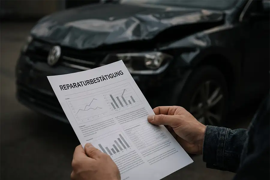 Offizielle Reparaturbestätigung vom Kfz Sachverständigen